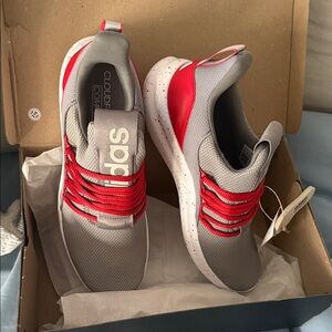 Adidas Cloudfoam Gray and Red Sneakers New in Box